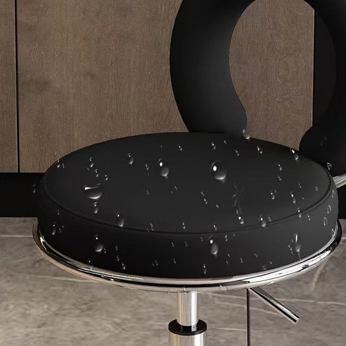 Contemporary Scandinavian Round Cushion Hollow Synthetic Electroplating Metal Vanity Stool Backrest Armless For Bedroom