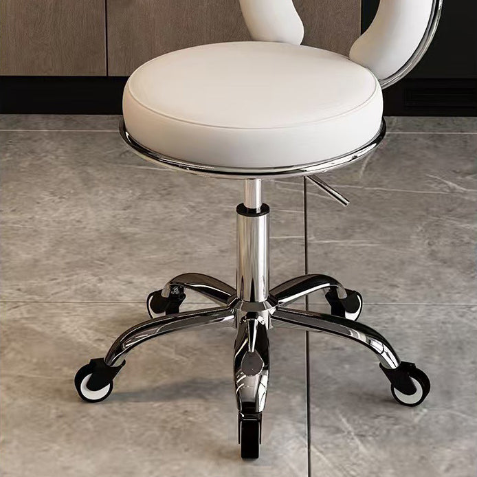 Contemporary Scandinavian Round Cushion Hollow Synthetic Electroplating Metal Vanity Stool Backrest Armless For Bedroom