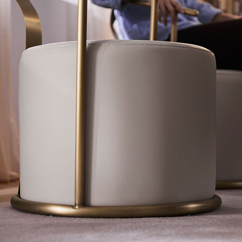 Contemporary Scandinavian Cylinder Stainless Steel Microfiber Leather Vanity Stool Backrest Armless For Bedroom