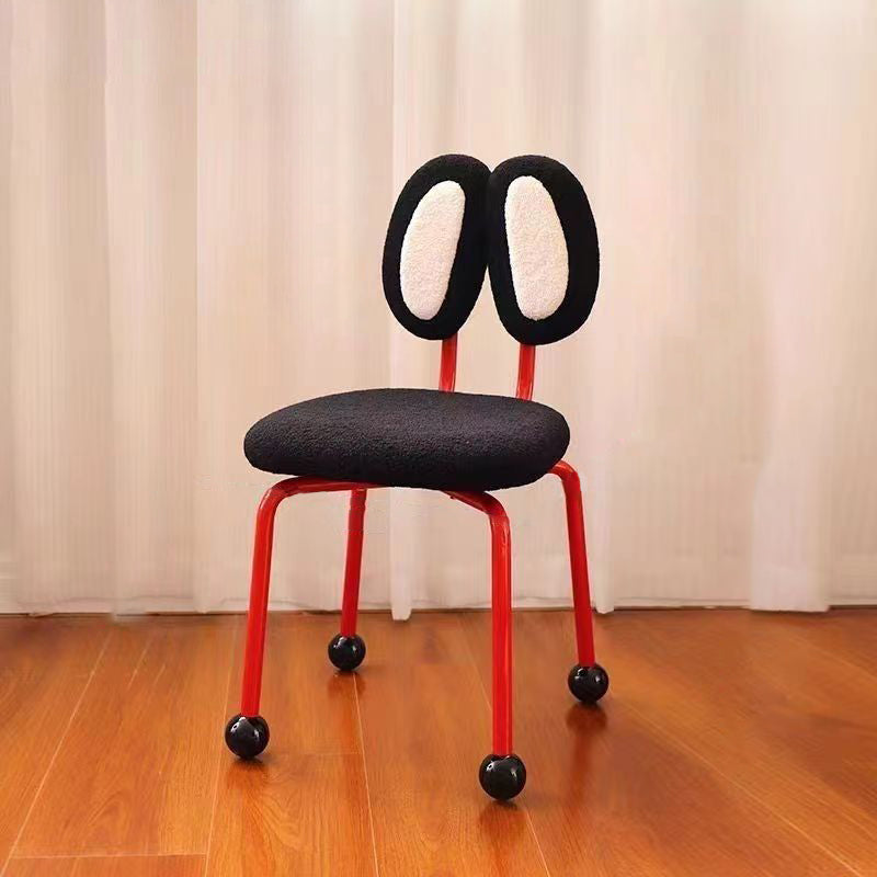 Contemporary Creative Crab Shape Lambswool Stainless Steel Vanity Stool Backrest Armless For Bedroom