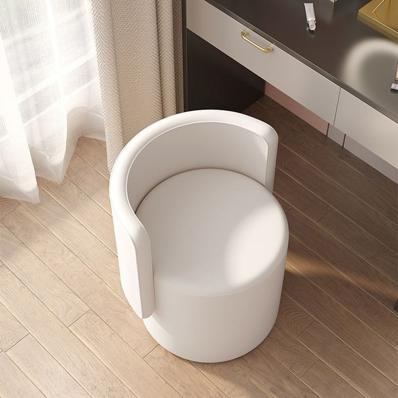 Contemporary Nordic Cylinder Swivel Solid Wood Microfiber Leather Vanity Stool Backrest Armless For Bedroom
