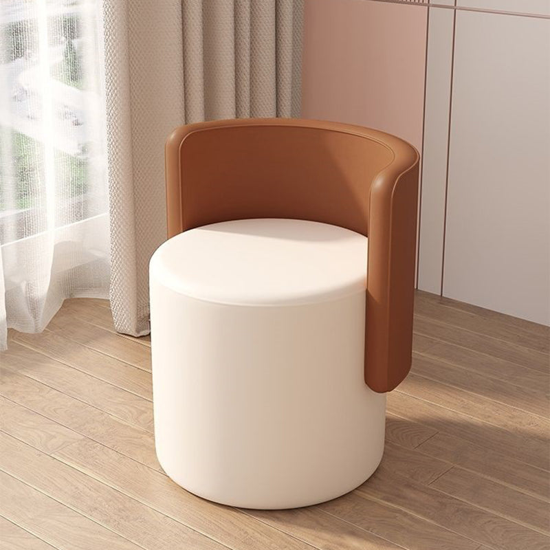 Contemporary Nordic Cylinder Swivel Solid Wood Microfiber Leather Vanity Stool Backrest Armless For Bedroom
