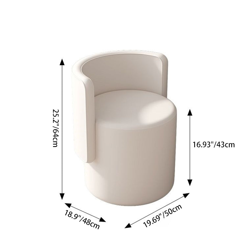 Contemporary Nordic Cylinder Swivel Solid Wood Microfiber Leather Vanity Stool Backrest Armless For Bedroom