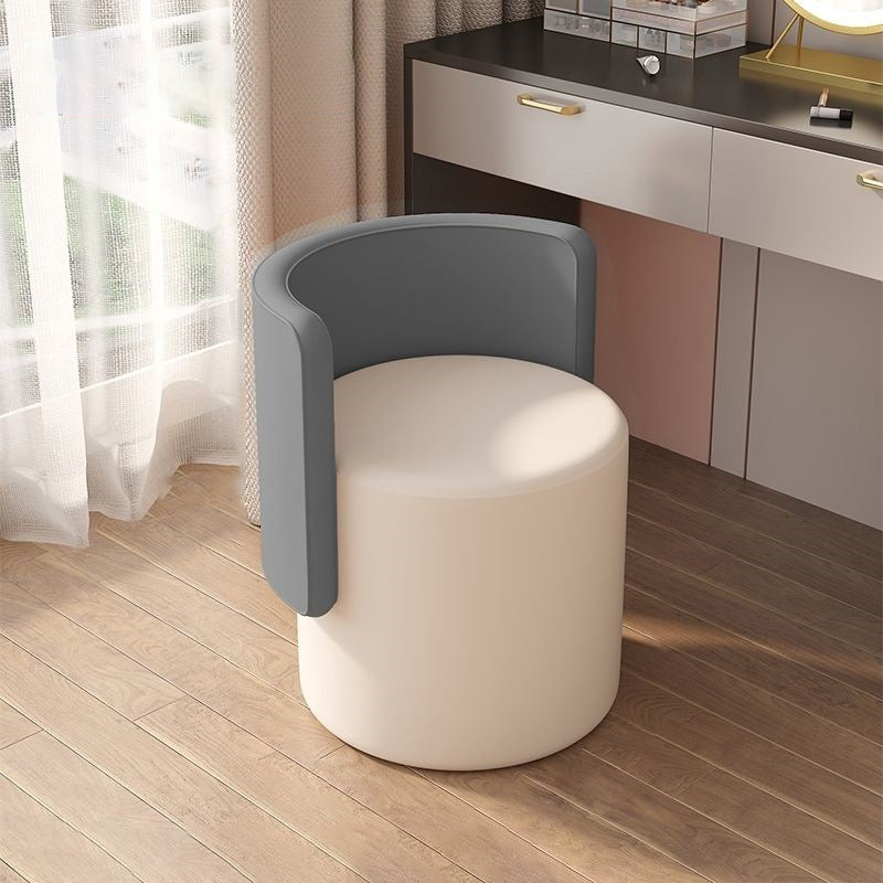 Contemporary Nordic Cylinder Swivel Solid Wood Microfiber Leather Vanity Stool Backrest Armless For Bedroom