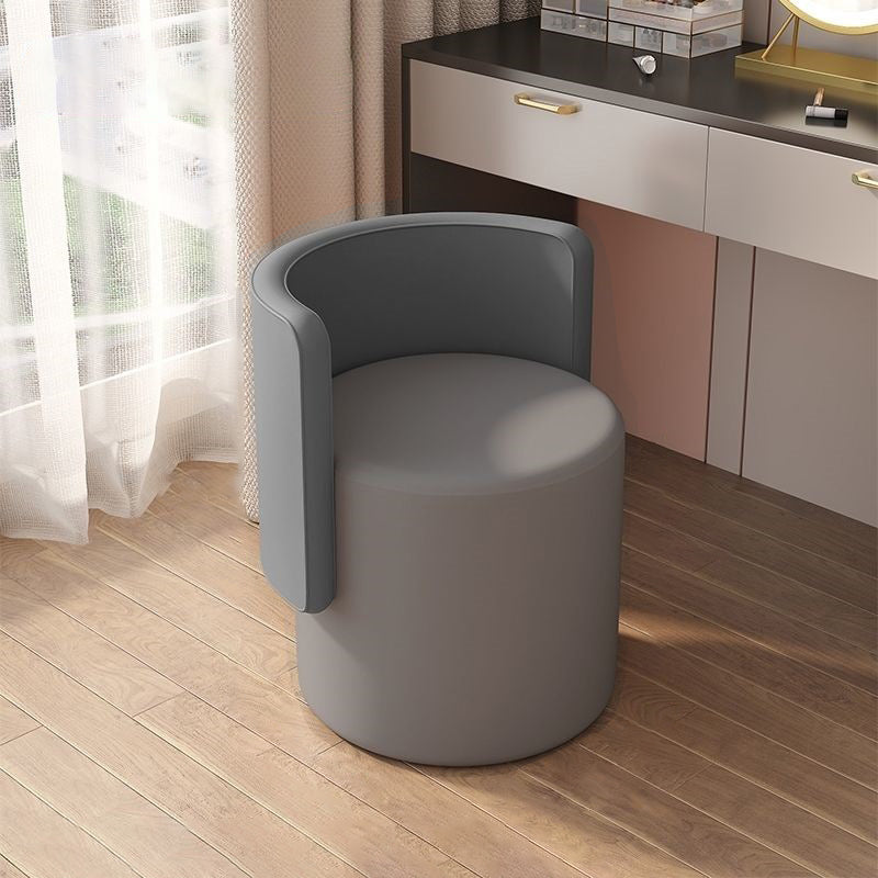 Contemporary Nordic Cylinder Swivel Solid Wood Microfiber Leather Vanity Stool Backrest Armless For Bedroom