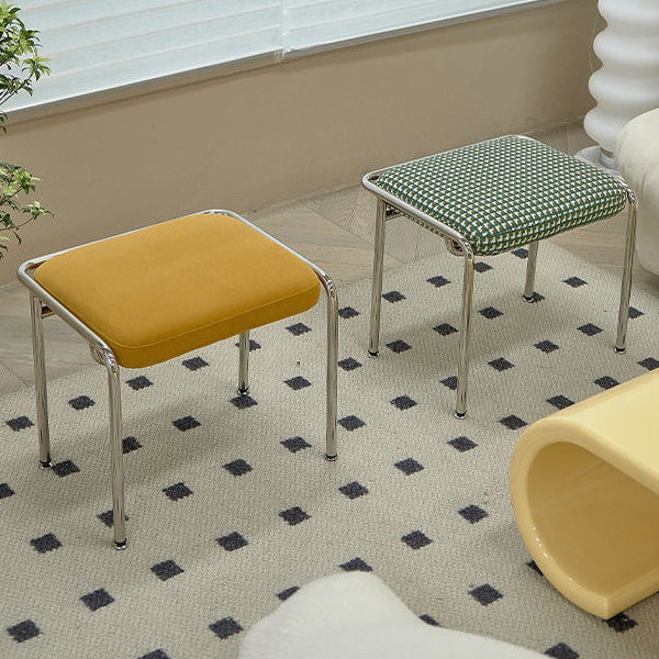 Contemporary Nordic Square Cotton Linen Carbon Steel Stainless Steel Vanity Stool Backless Armless For Bedroom