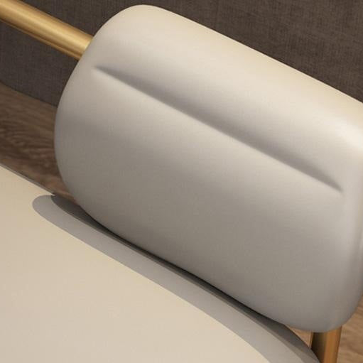 Contemporary Nordic Square Iron Leather Sponge Accent Chair Backrest Armrest For Bedroom