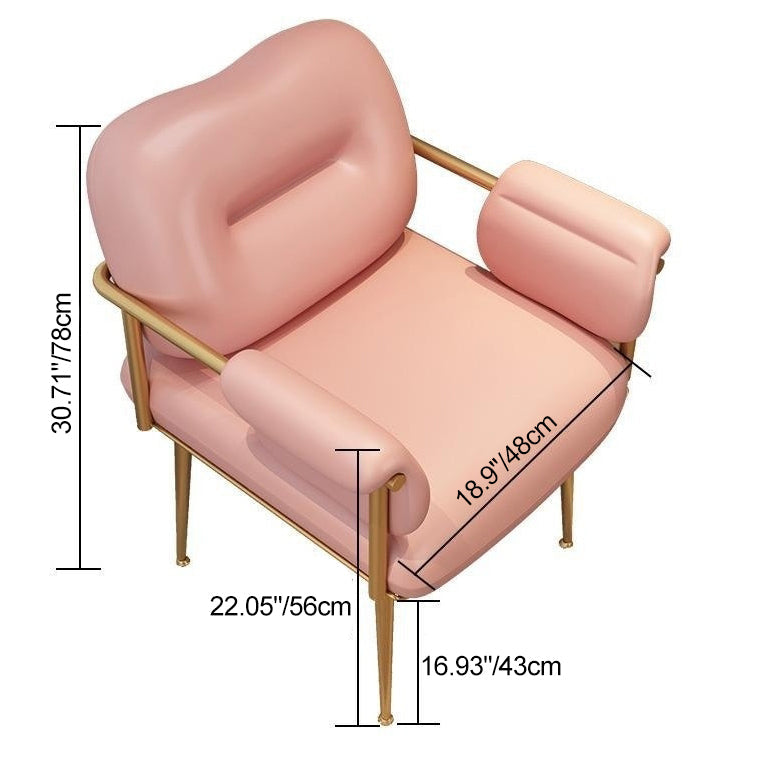 Contemporary Nordic Square Iron Leather Sponge Accent Chair Backrest Armrest For Bedroom