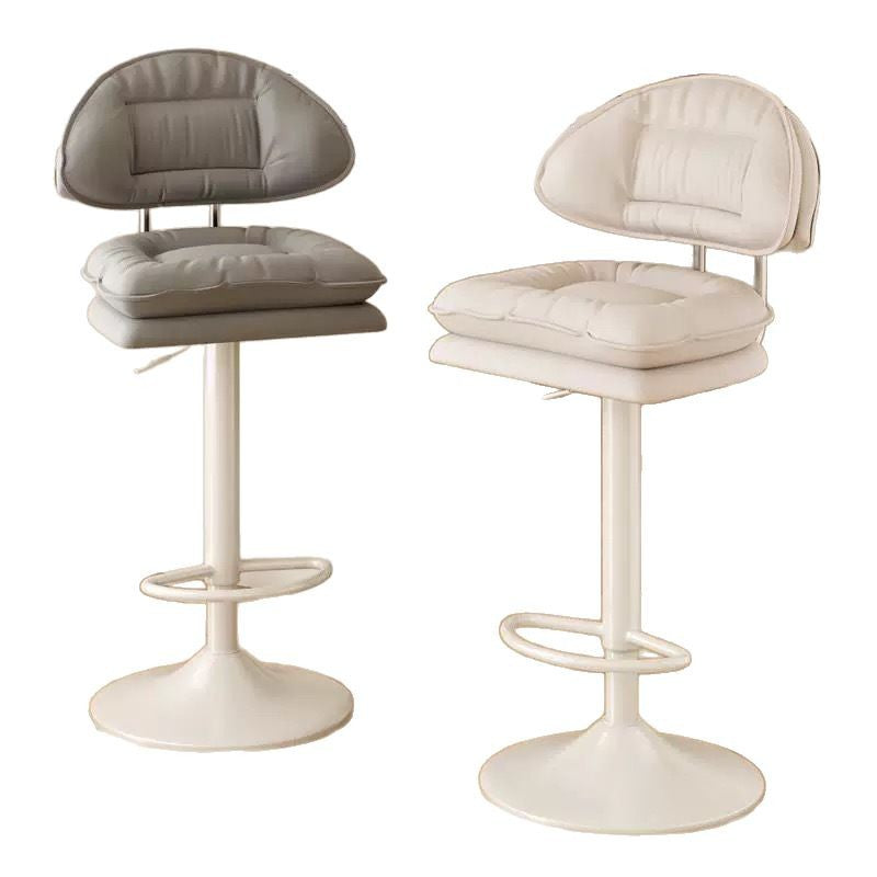 Modern Minimalist Upholstered PU Leather Steel Doll Cotton Sponge Bar Stool Backrest Armrest For Dining Room