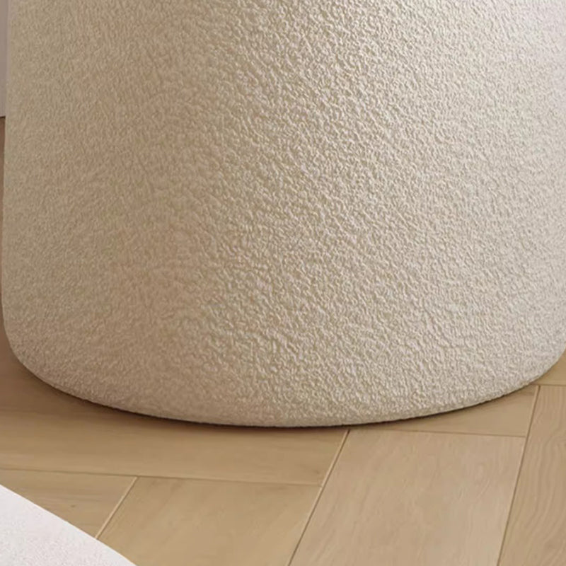 Contemporary Nordic Cream Bow Cylinder Lambswool Solid Wood Vanity Stool Backrest Armless For Bedroom