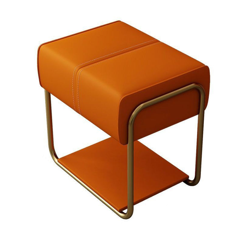 Modern Minimalist Iron Latex Sponge Artificial Leather Square Vanity Stool Backless Armless For Bedroom