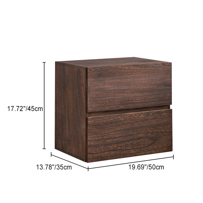 Contemporary Retro Cube Square Paulownia Wood Nightstand 2 - Drawer For Bedroom