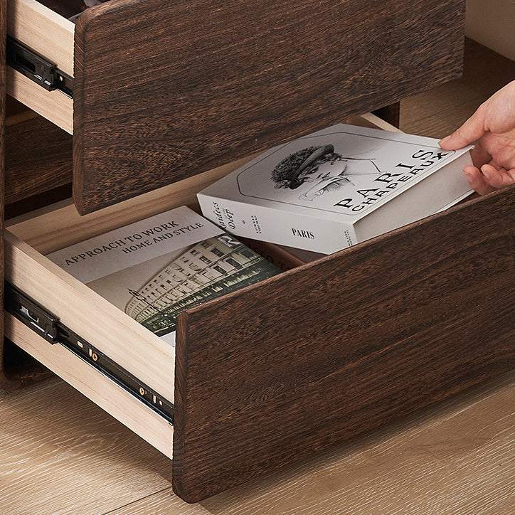 Contemporary Retro Cube Square Paulownia Wood Nightstand 2 - Drawer For Bedroom