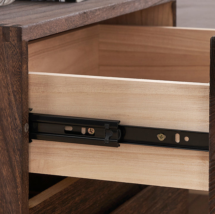 Contemporary Retro Cube Square Paulownia Wood Nightstand 2 - Drawer For Bedroom