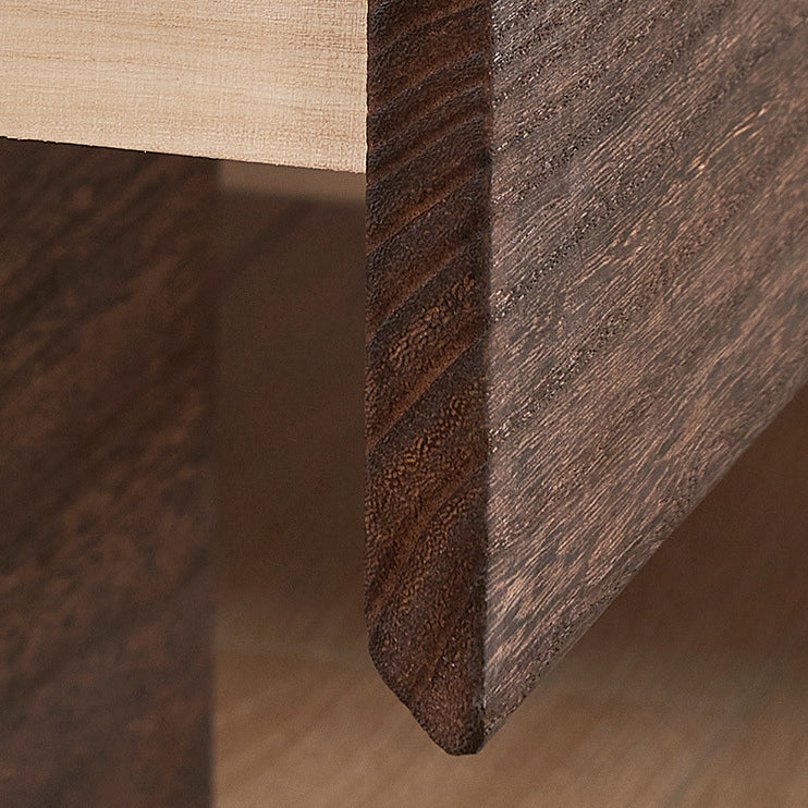Contemporary Retro Cube Square Paulownia Wood Nightstand 2 - Drawer For Bedroom