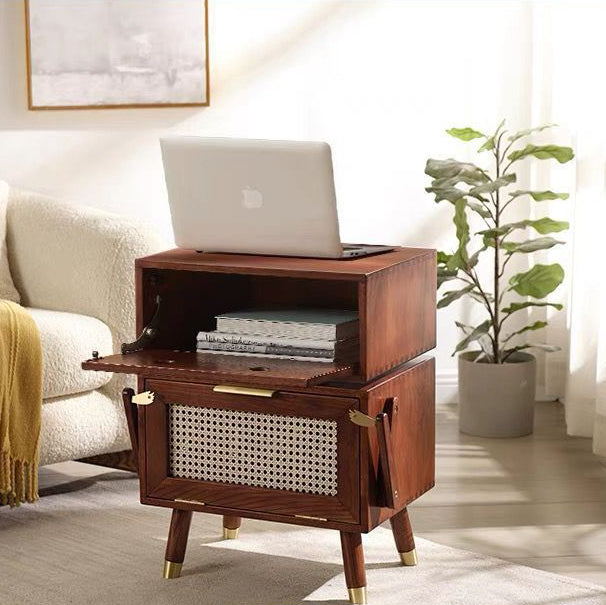 Contemporary Creative Rotatable Kids Robot Rectangular Cubic Ash Rattan Hardware Nightstand 2 - Cabinet For Bedroom