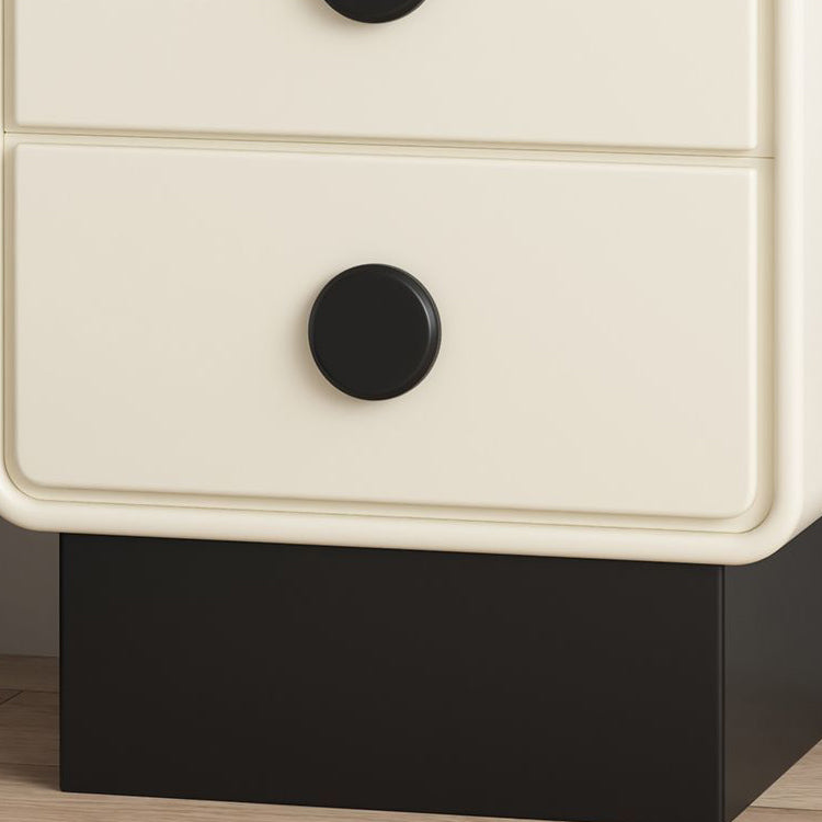 Contemporary Nordic Square Cube Solid Wood Multilayer Board Leather Nightstand 2 - Drawer For Bedroom