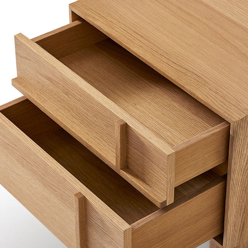 Modern Minimalist Square Cube Solid Wood Pine Nightstand 2 - Drawer For Bedroom