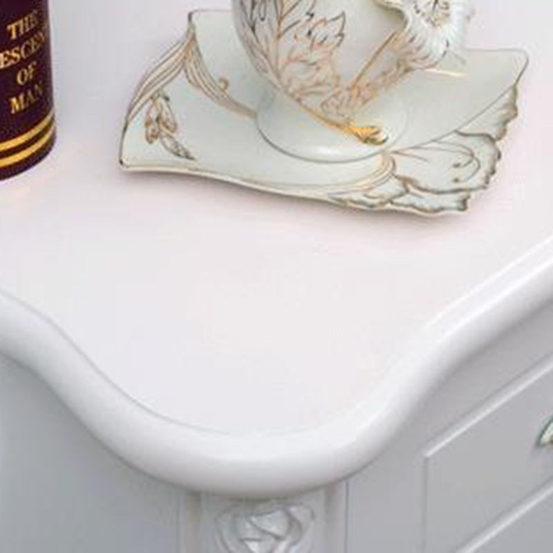 Traditional European Square Cube Carving Artificial Board PE Solid Wood Nightstand 2 - Drawer For Bedroom