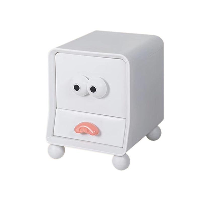 Contemporary Creative Square Cube Big Eyes ABS Hardware Nightstand 2 - Drawer For Bedroom