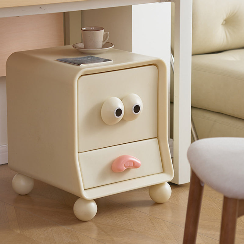 Contemporary Creative Square Cube Big Eyes ABS Hardware Nightstand 2 - Drawer For Bedroom