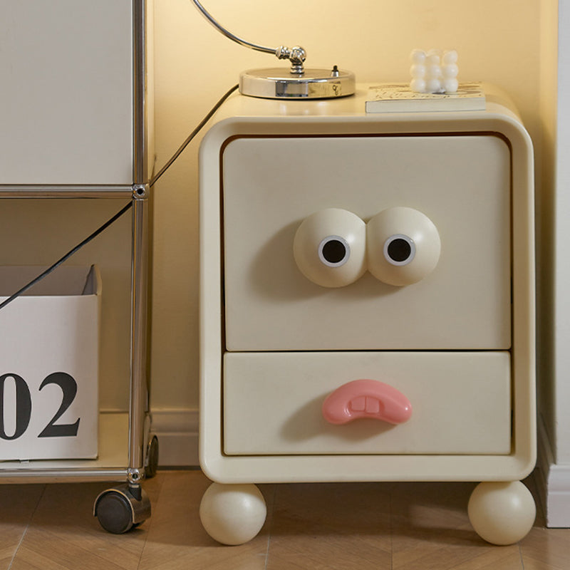 Contemporary Creative Square Cube Big Eyes ABS Hardware Nightstand 2 - Drawer For Bedroom