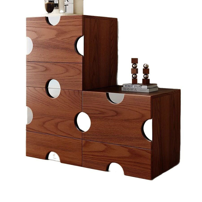 Traditional Vintage Square Hardware Solid Wood Stainless Steel Storage Cabinet 2-Drawer For Bedroom