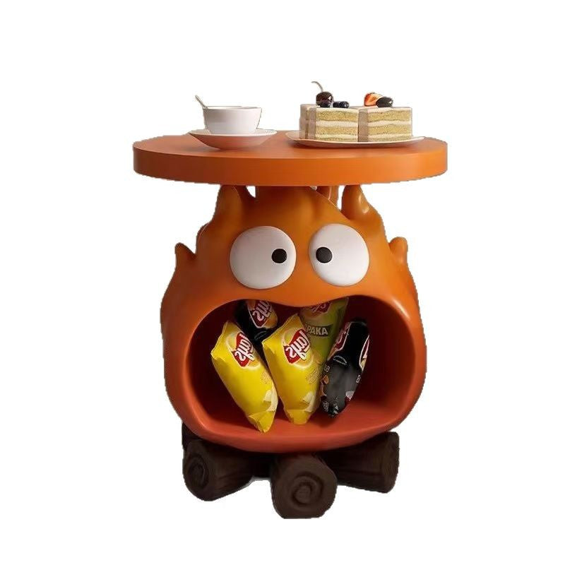 Contemporary Creative Kids Flame-Shaped Resin Side Table 1-Tray For Living Room