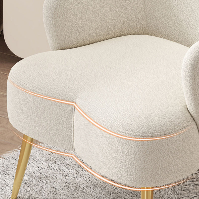Contemporary Nordic Lambswool & Metal Curved Back Vanity Stool For Bedroom