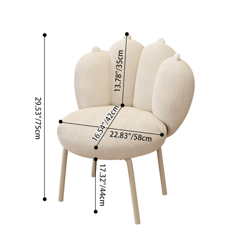Contemporary Nordic Lambswool & Carbon Steel Cat-Paw Back Round Seat Vanity Stool For Bedroom & Living Room