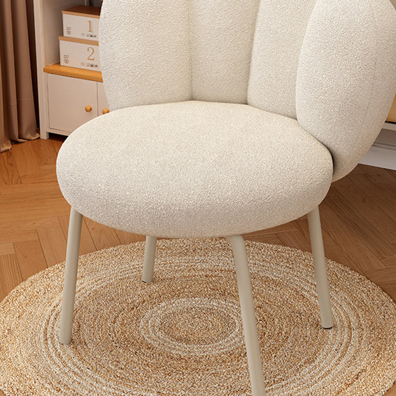Contemporary Nordic Lambswool & Carbon Steel Cat-Paw Back Round Seat Vanity Stool For Bedroom & Living Room