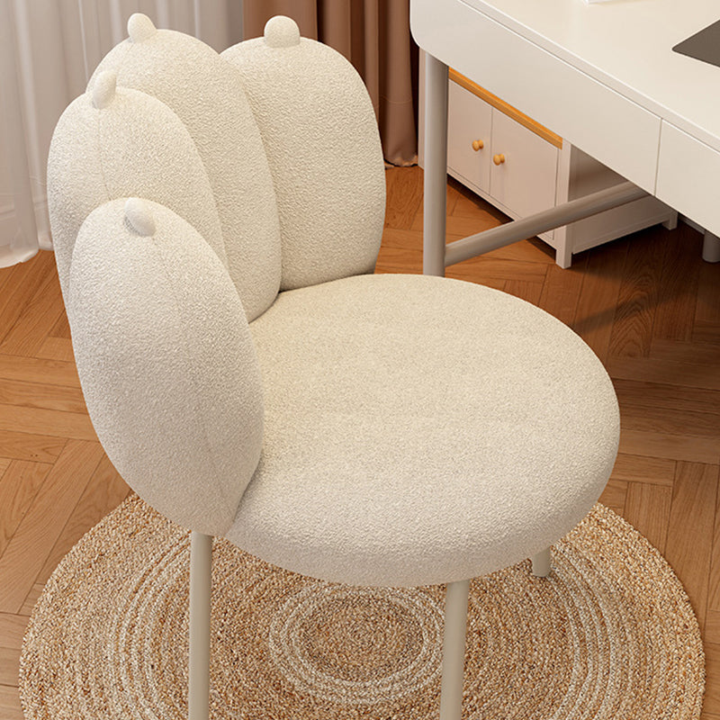 Contemporary Nordic Lambswool & Carbon Steel Cat-Paw Back Round Seat Vanity Stool For Bedroom & Living Room