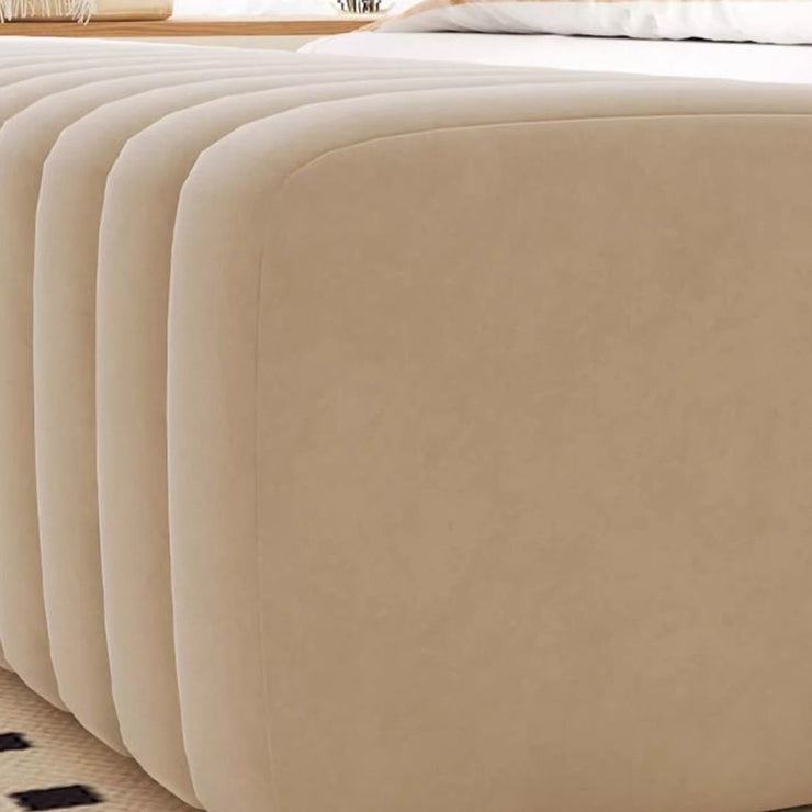 Contemporary Nordic Wood And Velvet Rectangular Bench Chair For Entryway Bedroom Living Room