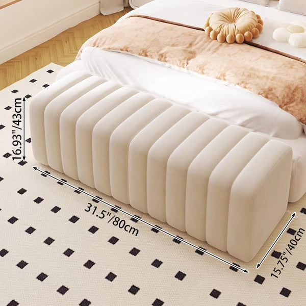 Contemporary Nordic Wood And Velvet Rectangular Bench Chair For Entryway Bedroom Living Room