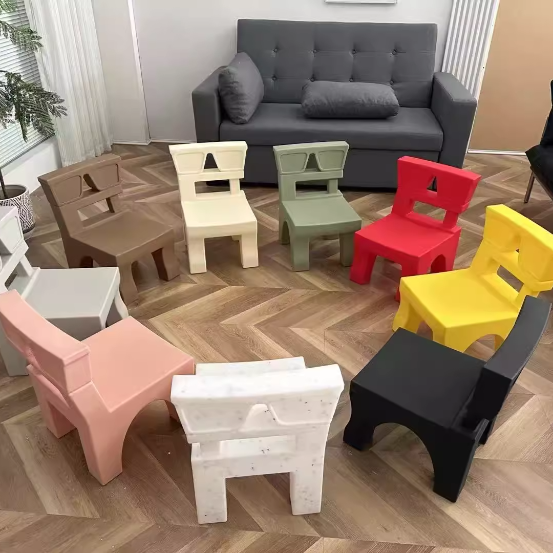 Contemporary Nordic Plastic Square Low Stool For Kids Bedroom & Living Room