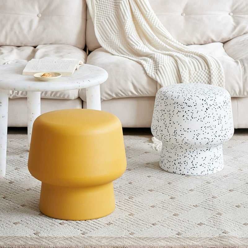 Contemporary Creative Plastic Mushroom Round Low Stool For Bedroom & Living Room Seating