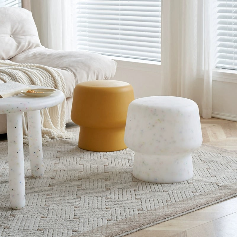 Contemporary Creative Plastic Mushroom Round Low Stool For Bedroom & Living Room Seating