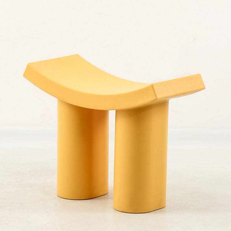 Contemporary Nordic Plastic Curved Cylinder Low Stool For Entryway, Bedroom, Living Room