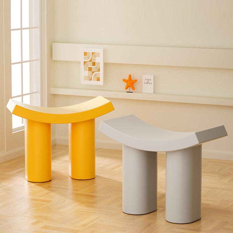 Contemporary Nordic Plastic Curved Cylinder Low Stool For Entryway, Bedroom, Living Room