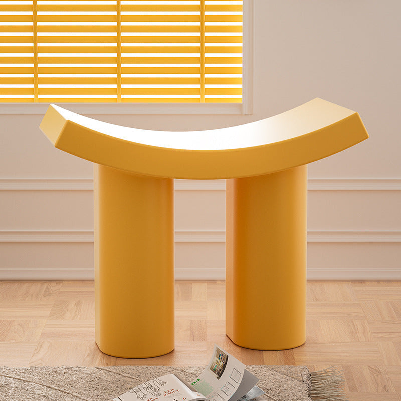Contemporary Nordic Plastic Curved Cylinder Low Stool For Entryway, Bedroom, Living Room