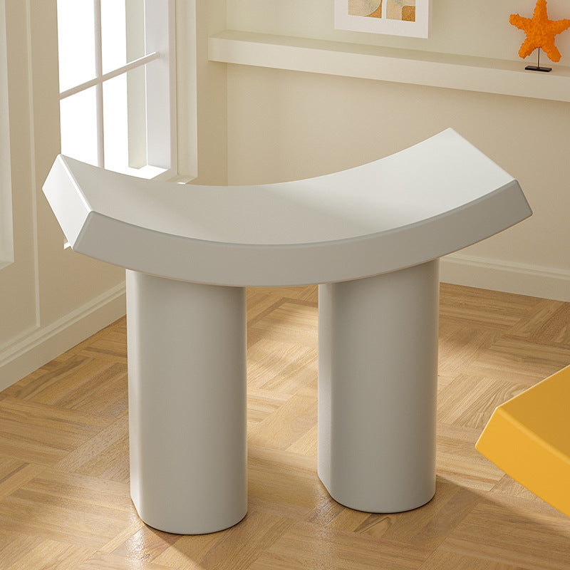 Contemporary Nordic Plastic Curved Cylinder Low Stool For Entryway, Bedroom, Living Room