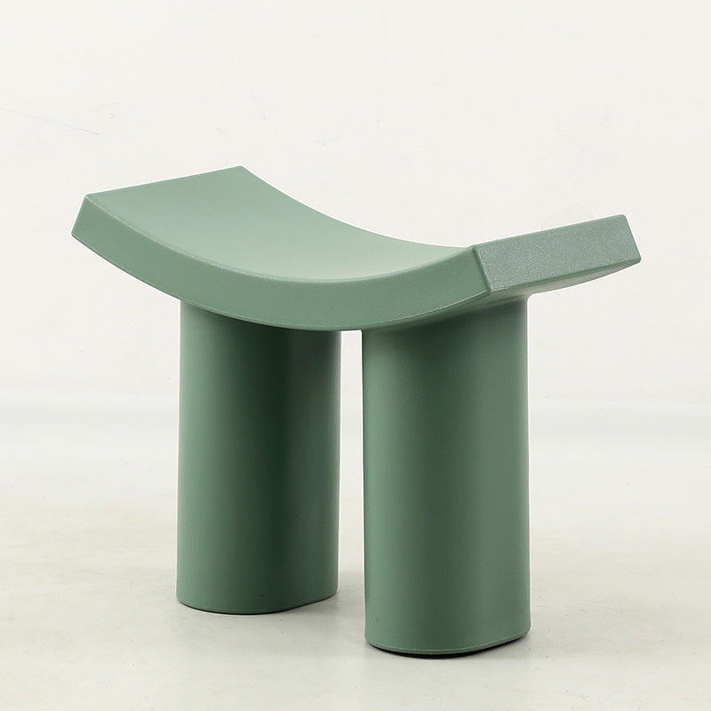 Contemporary Nordic Plastic Curved Cylinder Low Stool For Entryway, Bedroom, Living Room