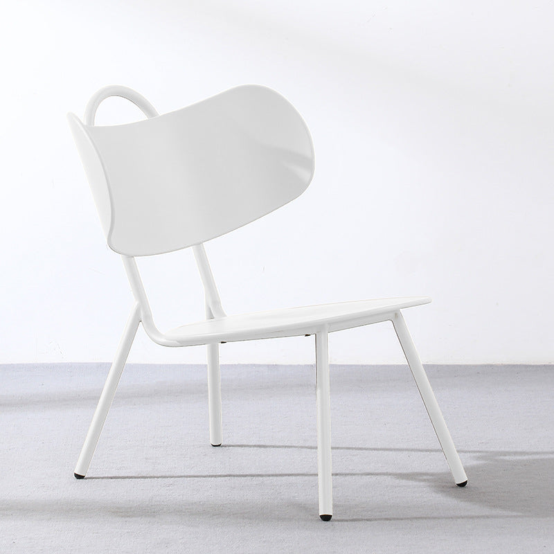 Contemporary Nordic Plastic & Iron Curved Back Round Seat Accent Chair For Bedroom, Living Room, Balcony
