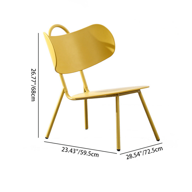 Contemporary Nordic Plastic & Iron Curved Back Round Seat Accent Chair For Bedroom, Living Room, Balcony