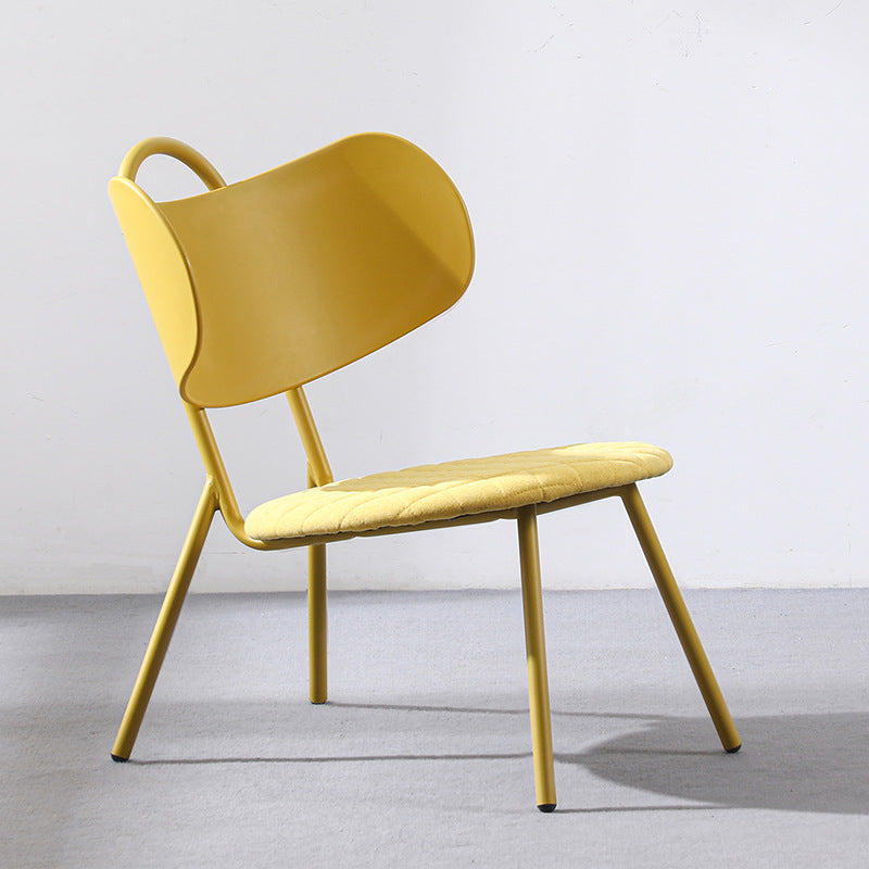Contemporary Nordic Plastic & Iron Curved Back Round Seat Accent Chair For Bedroom, Living Room, Balcony