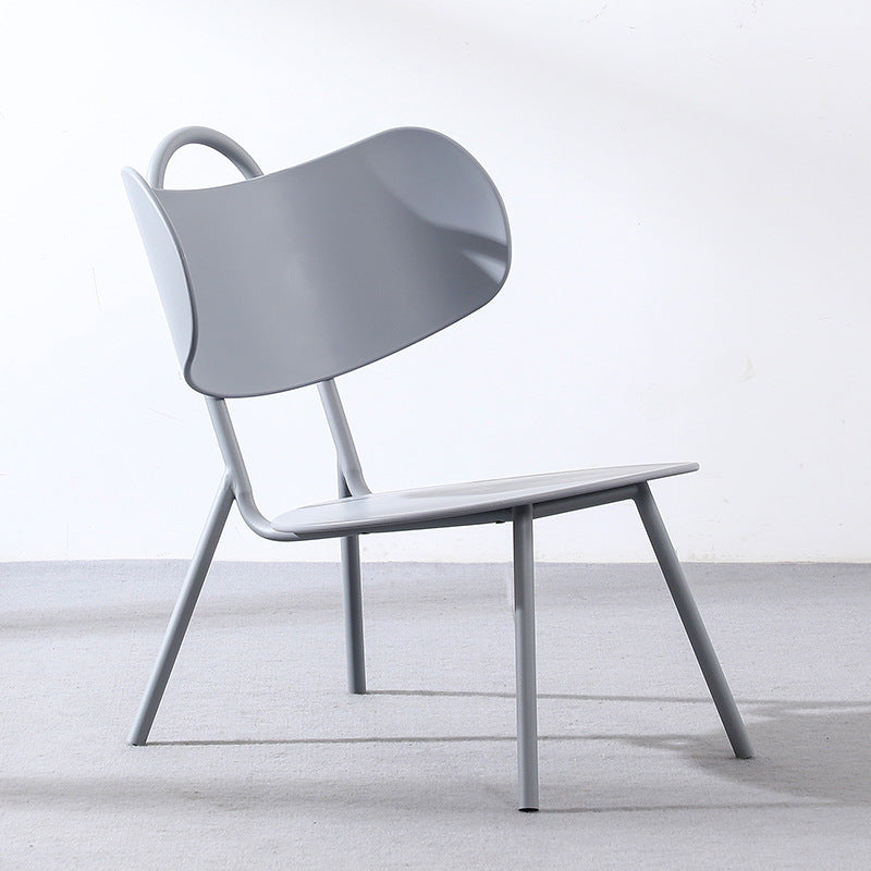 Contemporary Nordic Plastic & Iron Curved Back Round Seat Accent Chair For Bedroom, Living Room, Balcony