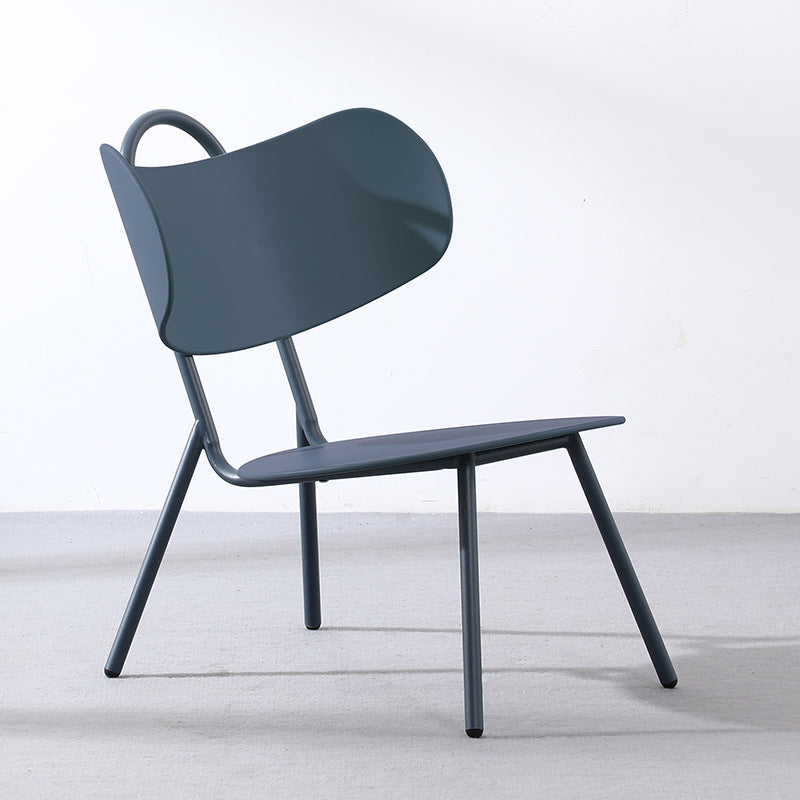 Contemporary Nordic Plastic & Iron Curved Back Round Seat Accent Chair For Bedroom, Living Room, Balcony