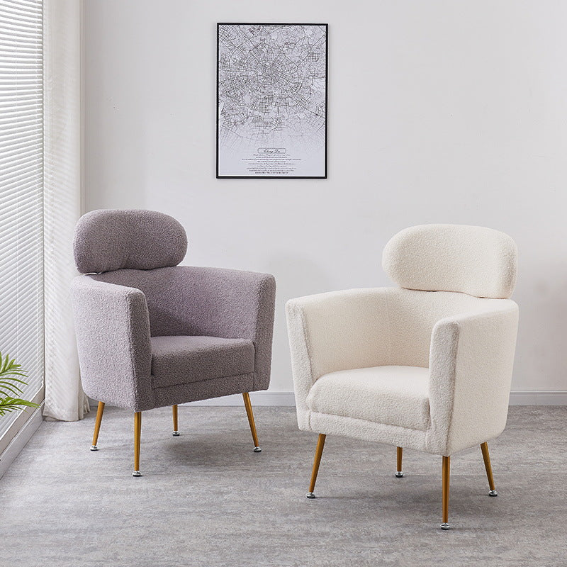 Contemporary Nordic Lambswool Curved Single Sofa With Ergonomic Design For Bedroom, Living Room