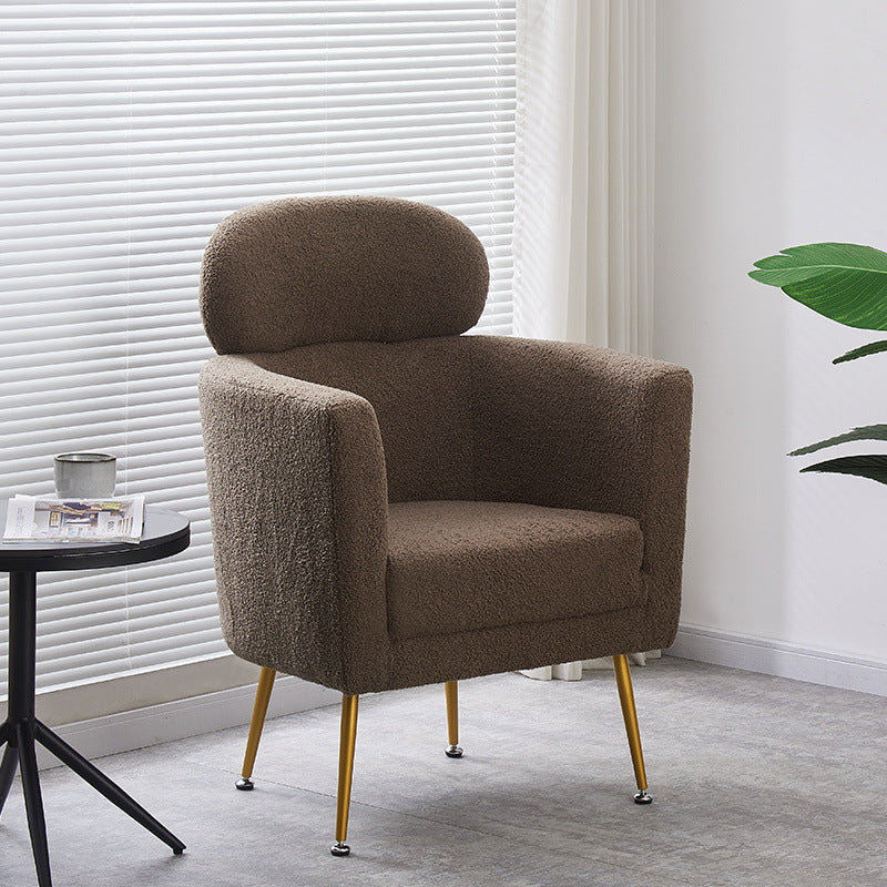 Contemporary Nordic Lambswool Curved Single Sofa With Ergonomic Design For Bedroom, Living Room