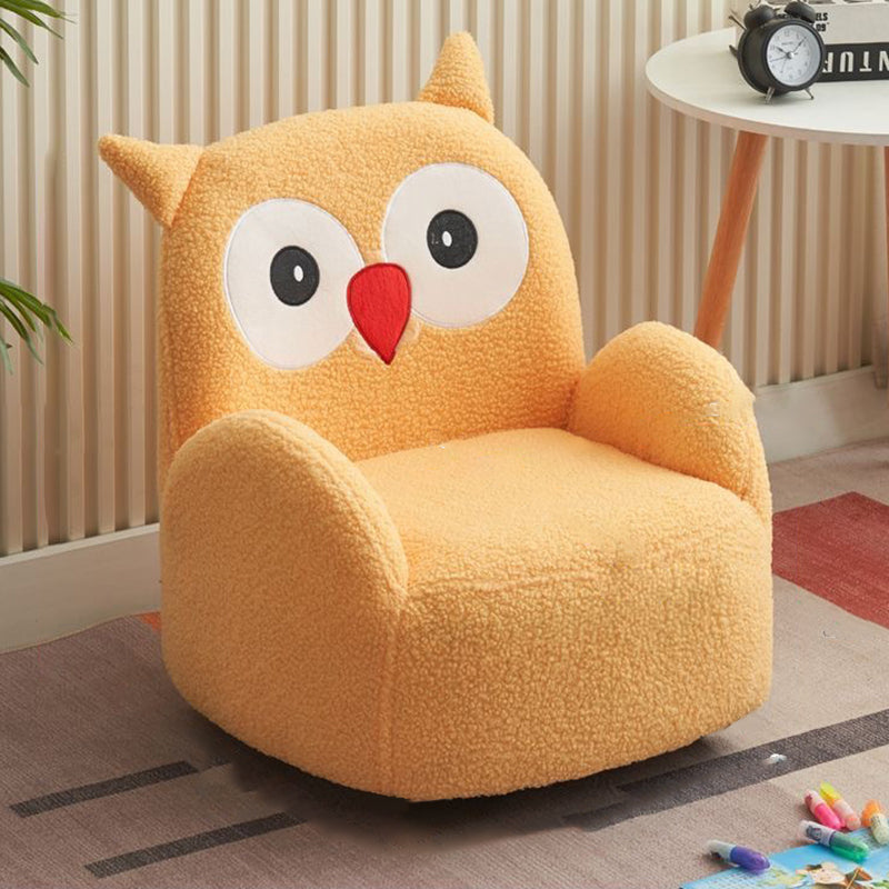 Contemporary Creative Lambswool & Wood Square Sofa Chair For Kids Living Room & Bedroom